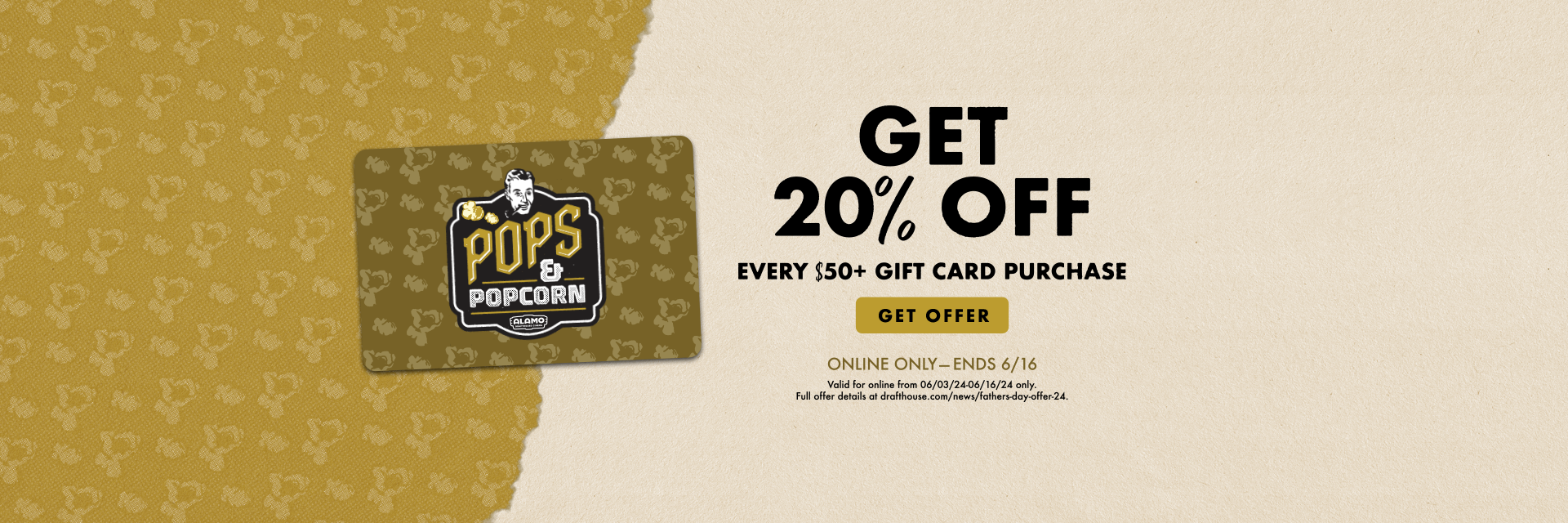 Get 20% off gift card purchases of $50 or more